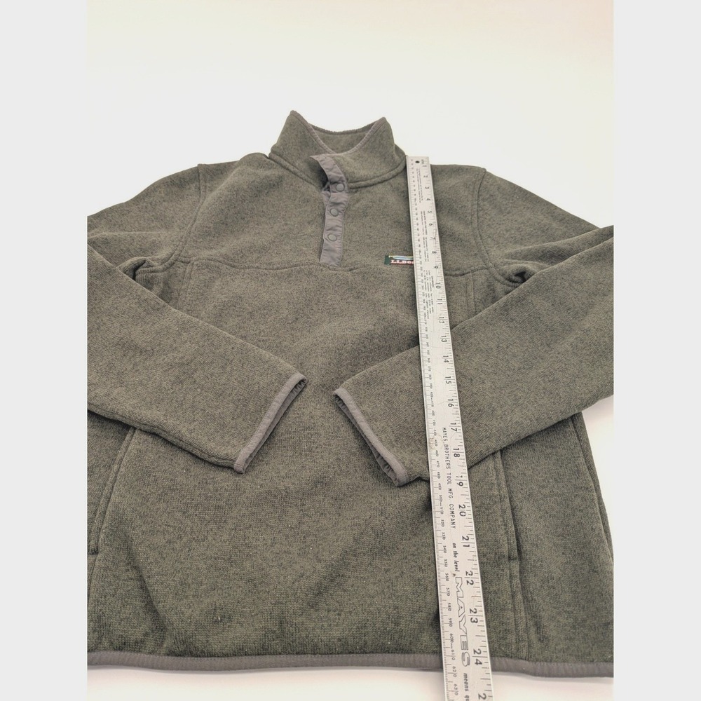 LL Bean Mens Small Sweater Fleece Pullover Gray Snap Button Mock Neck Jacket - Picture 5 of 8